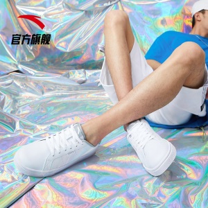 安踏 ANTA 男鞋春夏透气运动鞋男子休闲板鞋 时尚百搭小白鞋 安踏白/浅灰 42