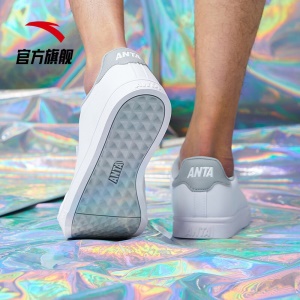 安踏 ANTA 男鞋春夏透气运动鞋男子休闲板鞋 时尚百搭小白鞋 安踏白/浅灰 42