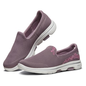 Skechers斯凯奇GOWALK女子一脚蹬轻便休闲运动鞋绣花健步鞋15945 MVE茱萸粉 38